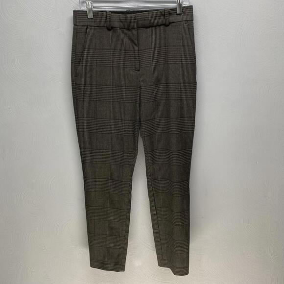 H&M Gray Plaid Stretch Slim Leg Women's Dress Pants 30W 28L Size 10 - Picture 1 of 4